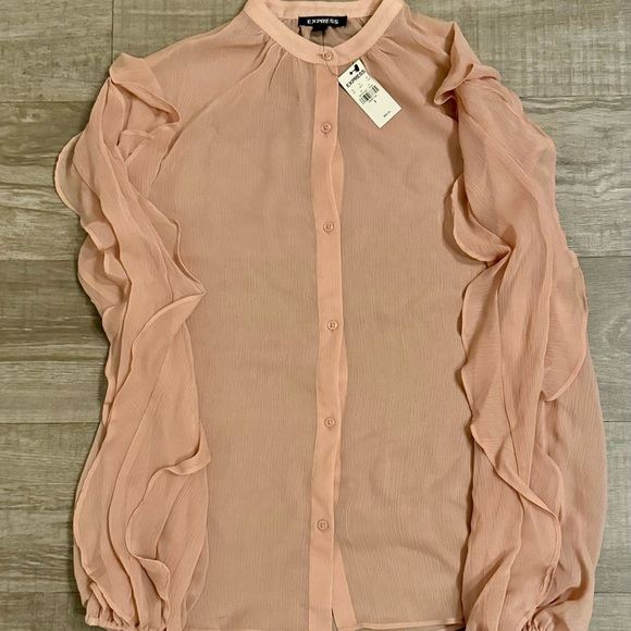 NWT Express Women's Pink Ruffle Top Size S - Picture 7 of 7
